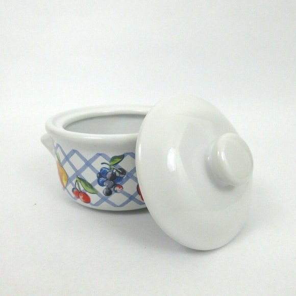 Individual Round Covered Casserole Soup Bowl 5" W 4.50" T Lattice Jay Import VTG - Picture 2 of 6